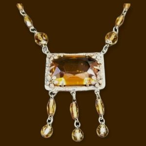 Vintage Art Deco Citrine Czech Crystal Necklace